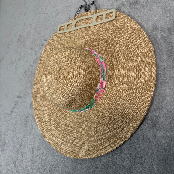 Lilly Pulitzer Accessories - Lilly Pulitzer Straw Hat Journey To The Jungle Floral Band Tan Gold Metallic NWT